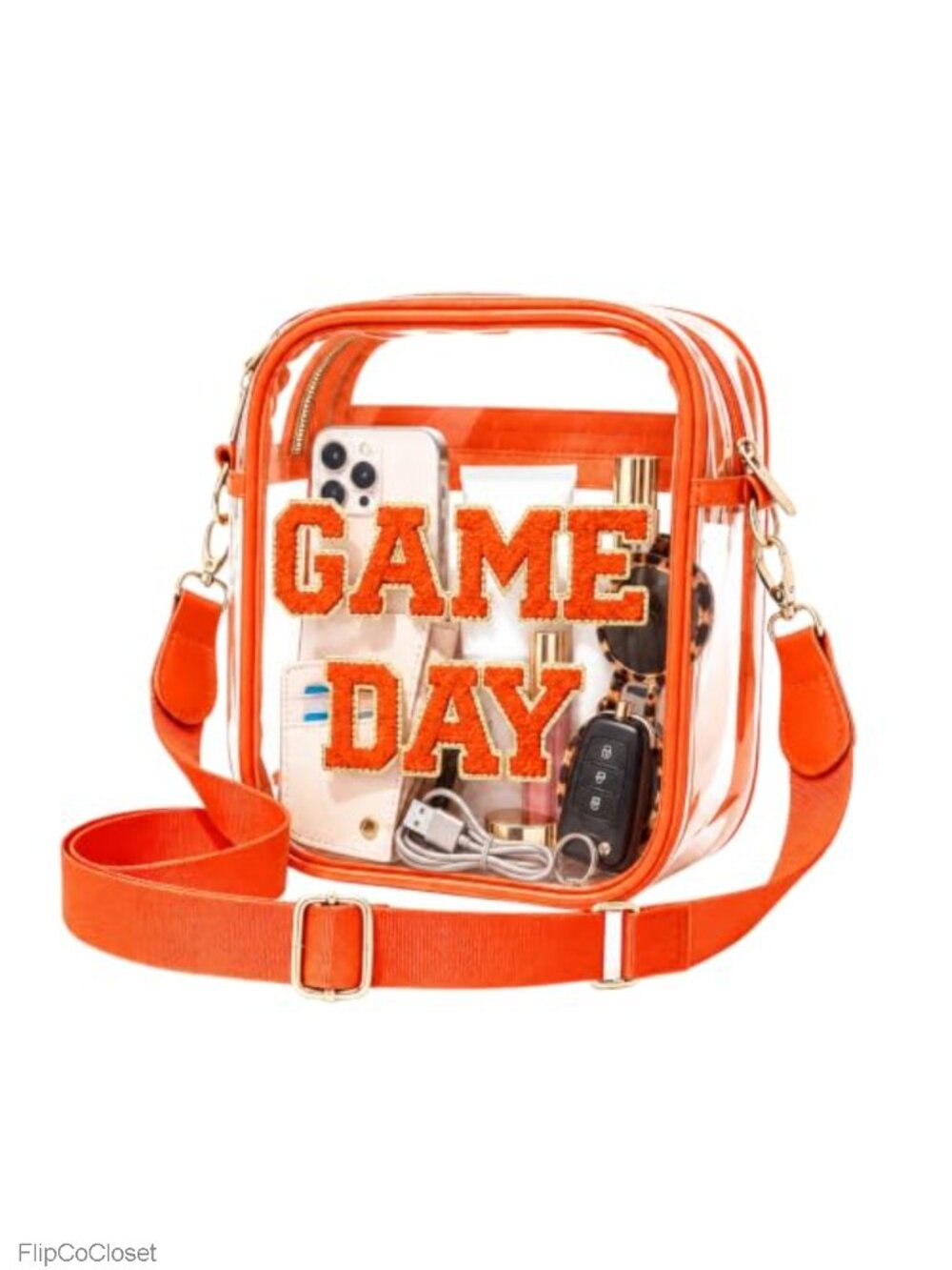 Clear Crossbody Bag Stadium Game Day Purse PVC Adjustable Strap